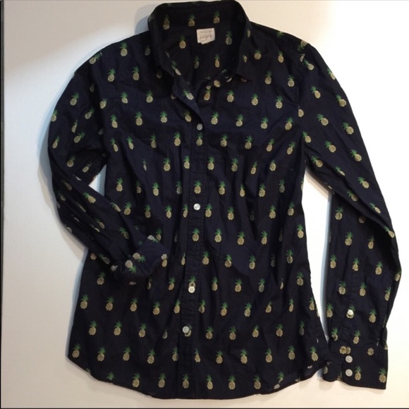 J Crew pineapple print Perfect button down shirt - Picture 3 of 6
